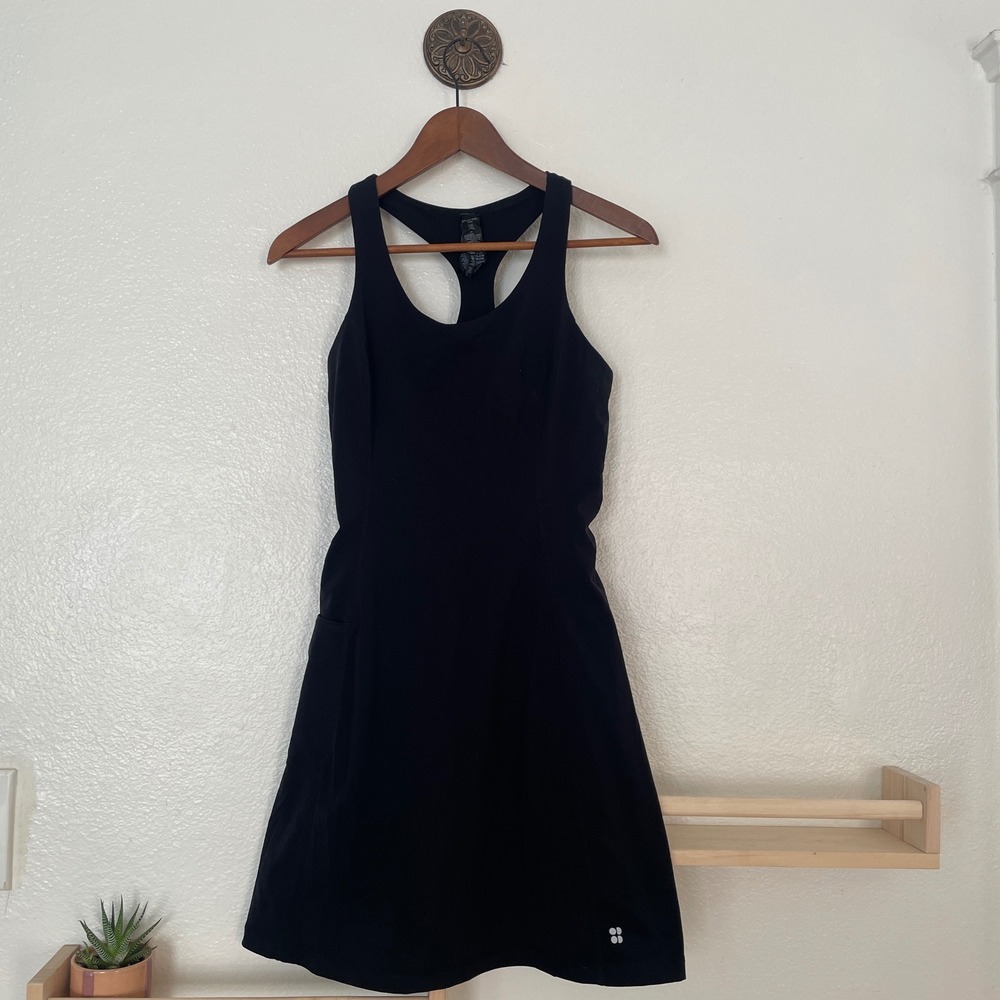 Sweaty Betty London Black Racerback Active Tennis Dress Pocket XS